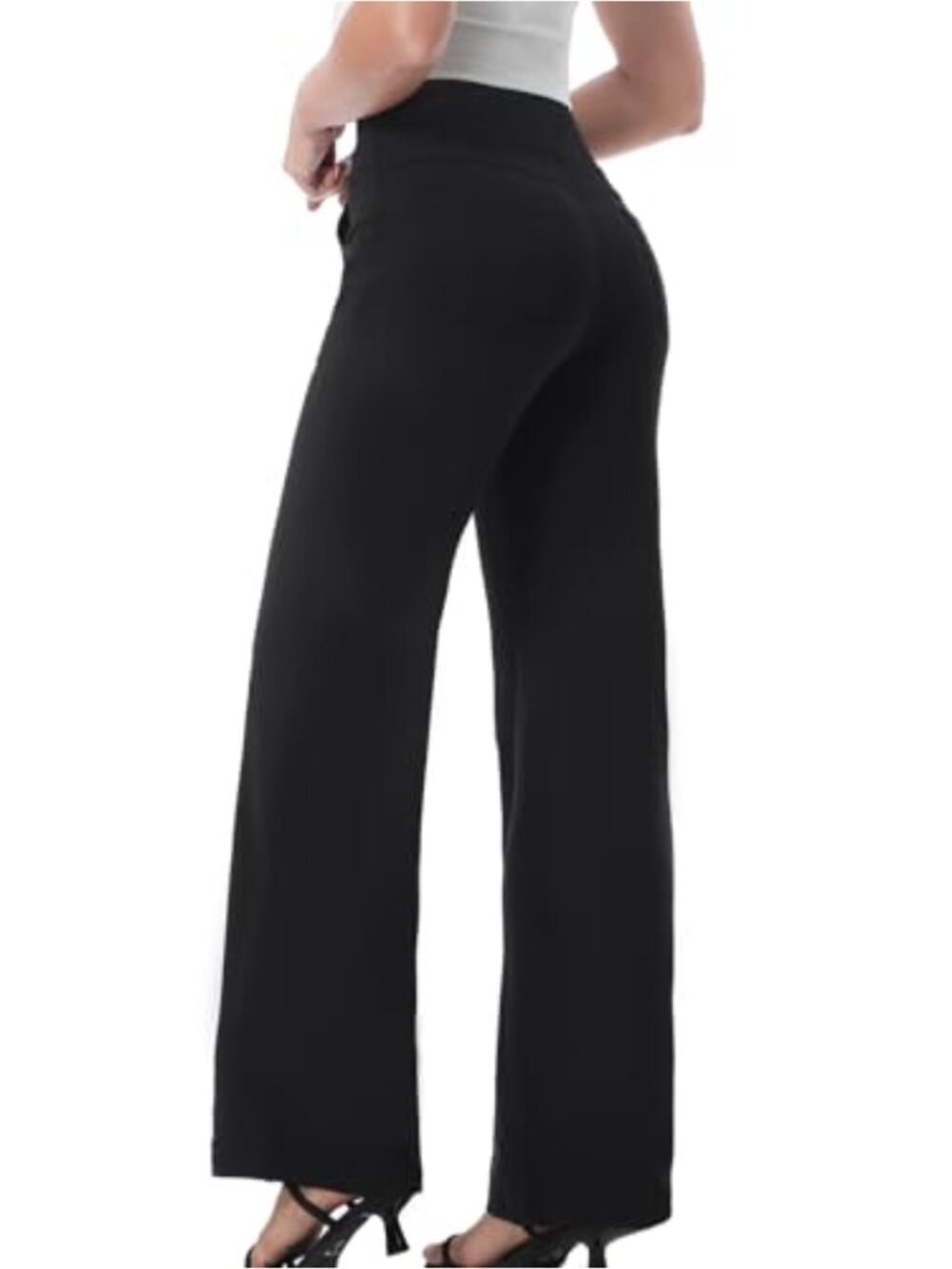 Women's High Waisted Wide Leg Pull On Yoga Pants with Pockets Dress Trousers